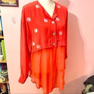 NWT Vintage Sunny Leigh Silk Chiffon Iridescent Paillette Blouse